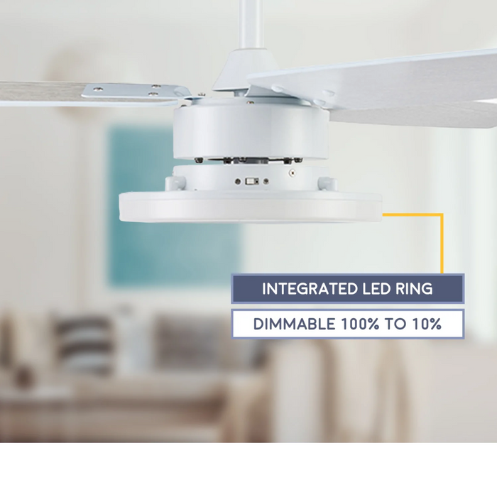 Prominence Home 52" Orbis White Ceiling Fan with LED Ring light and Remote