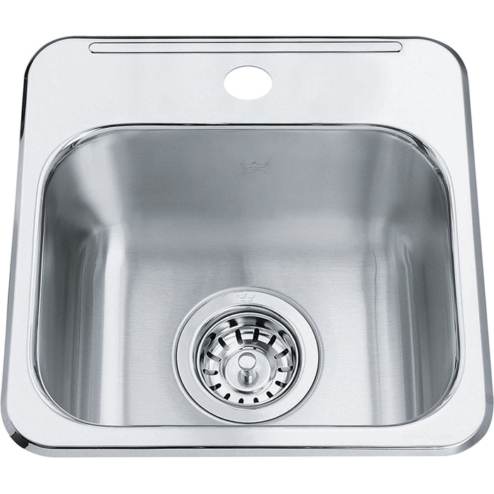 Kindred Steel Queen Collection Bar Top Mount Single Bowl Stainless Steel Sink QSL1313-6-1N