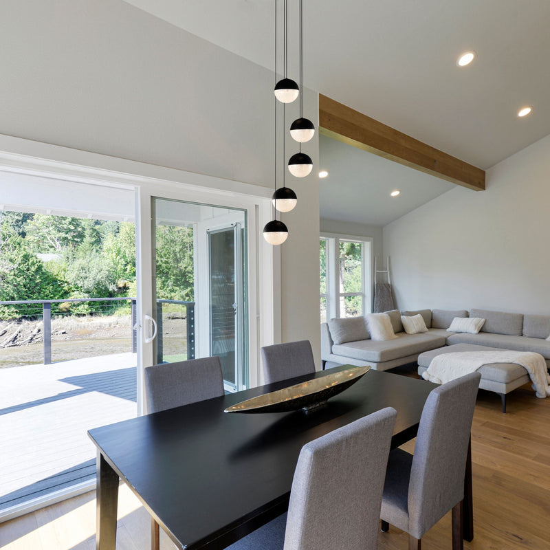 VONN Ravello 5-Light VAC3285BL Integrated LED Chandelier with Globe Shades in Black