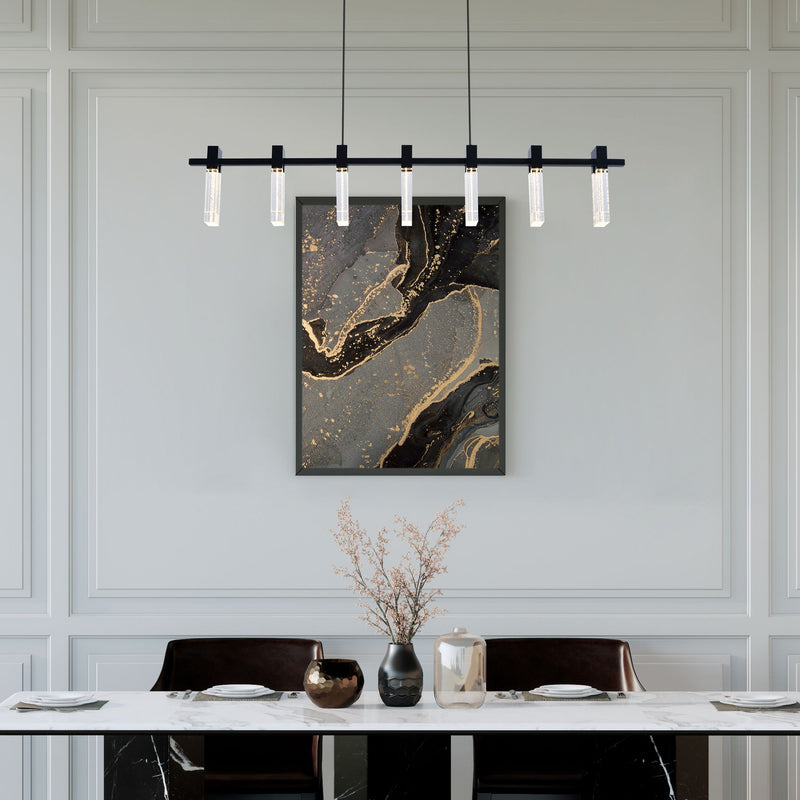 VONN Sorrento 40" VAC3137BL Integrated LED Linear Chandelier with 7 Shades in Black