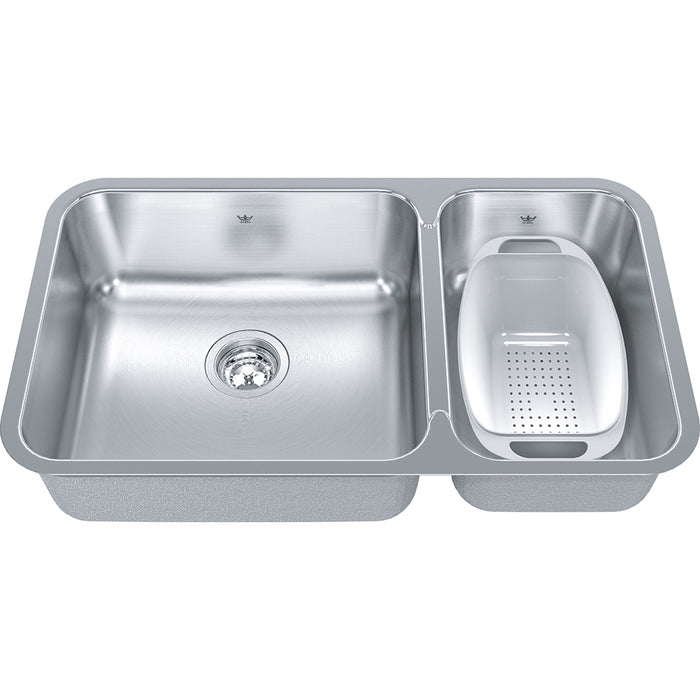 Kindred Steel Queen Collection 31" Double Bowl Stainless Steel Kitchen Sink QCUA1831R-8N