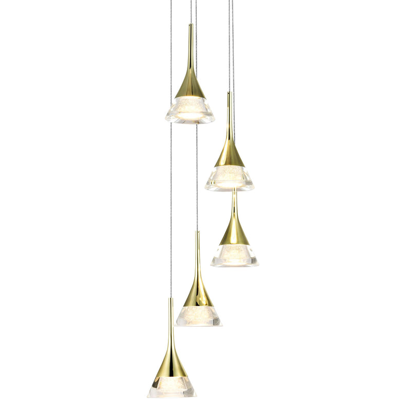 VONN Amalfi 5-Light VAC3215GL Integrated LED Chandelier with Cone Shades in Gold
