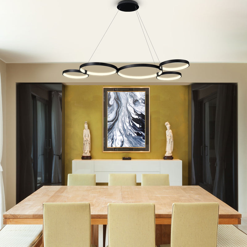 VONN Capella 50" VMC32410BL Multi-Ring LED Chandelier in Black