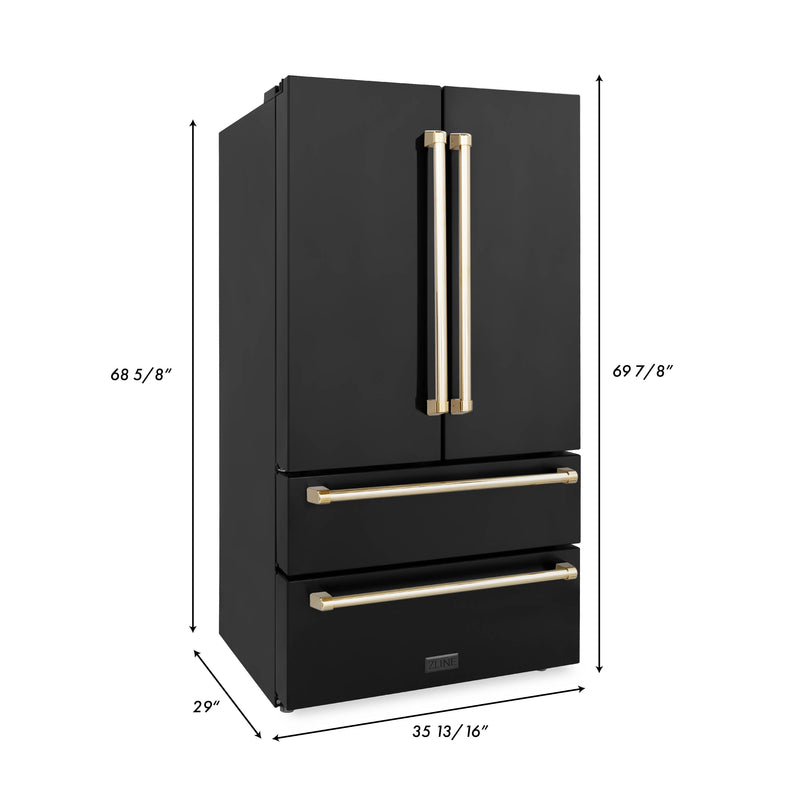ZLINE 36" Autograph Edition 22.5 cu. ft French Door Refrigerator with Ice Maker - Stainless Steel