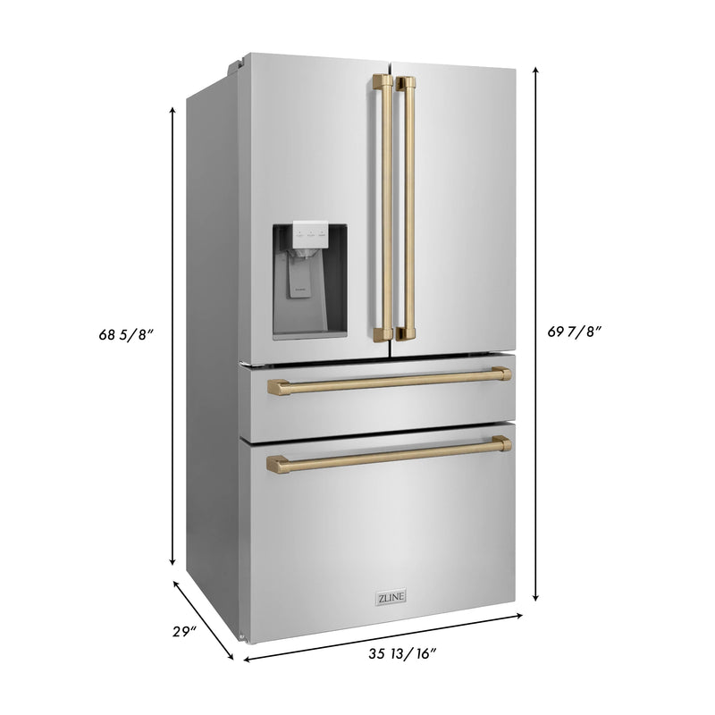 ZLINE 36" Autograph Edition 21.6 cu. ft French Door Refrigerator with Water and Ice Dispenser