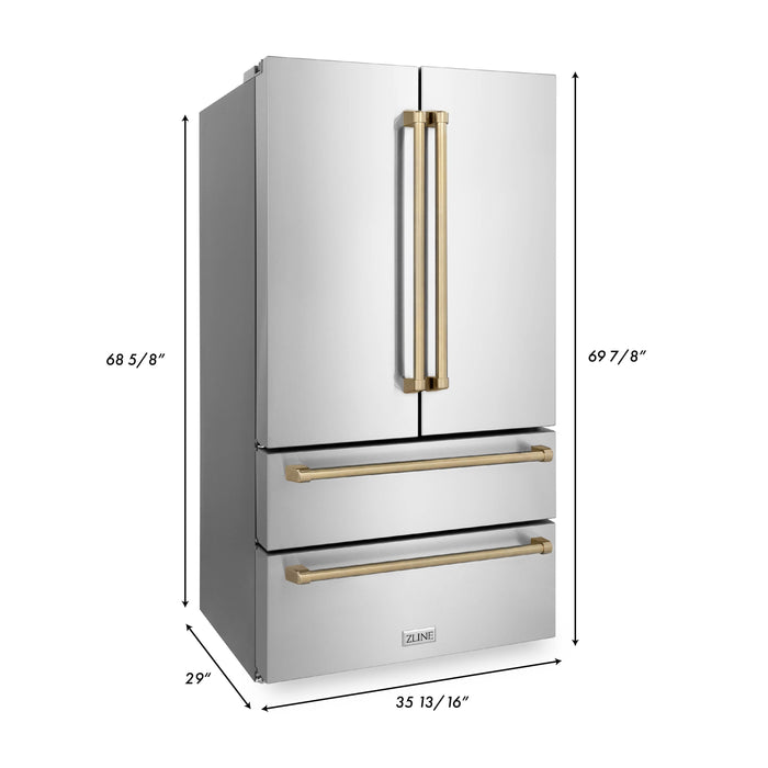 ZLINE 36" Autograph Edition 22.5 cu. ft French Door Refrigerator with Ice Maker - Stainless Steel