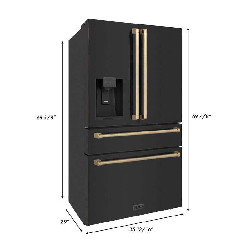 ZLINE 36" Autograph Edition 21.6 cu. ft French Door Refrigerator with Water and Ice Dispenser