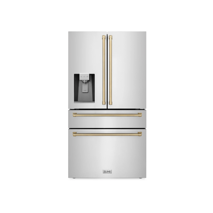 ZLINE 36" Autograph Edition 21.6 cu. ft French Door Refrigerator with Water and Ice Dispenser