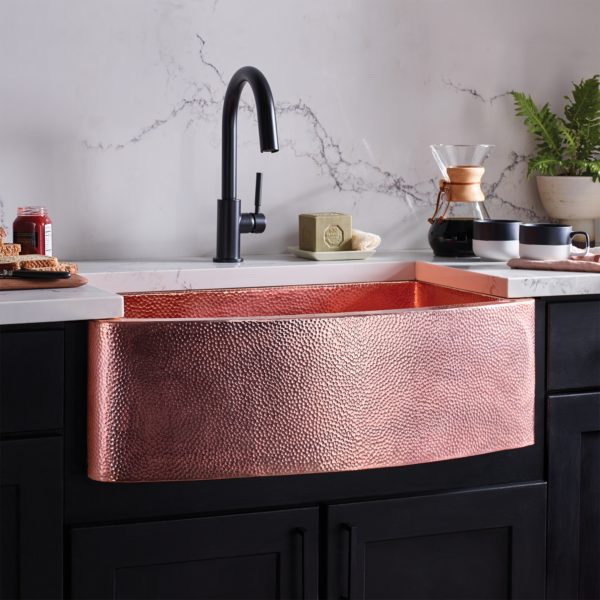 Cocina, 21-Inch Hammered Copper Kitchen Sink