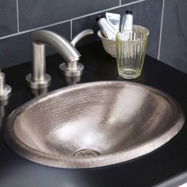 Native Trails Rolled Baby Classic Oval Drop-in Hand Hammered Copper Bathroom Sink