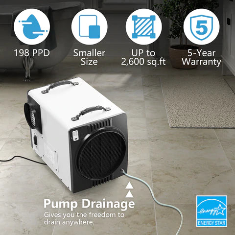 AlorAir Sentintel HDi90 Duct-able 198 PPD Basement Dehumidifier
