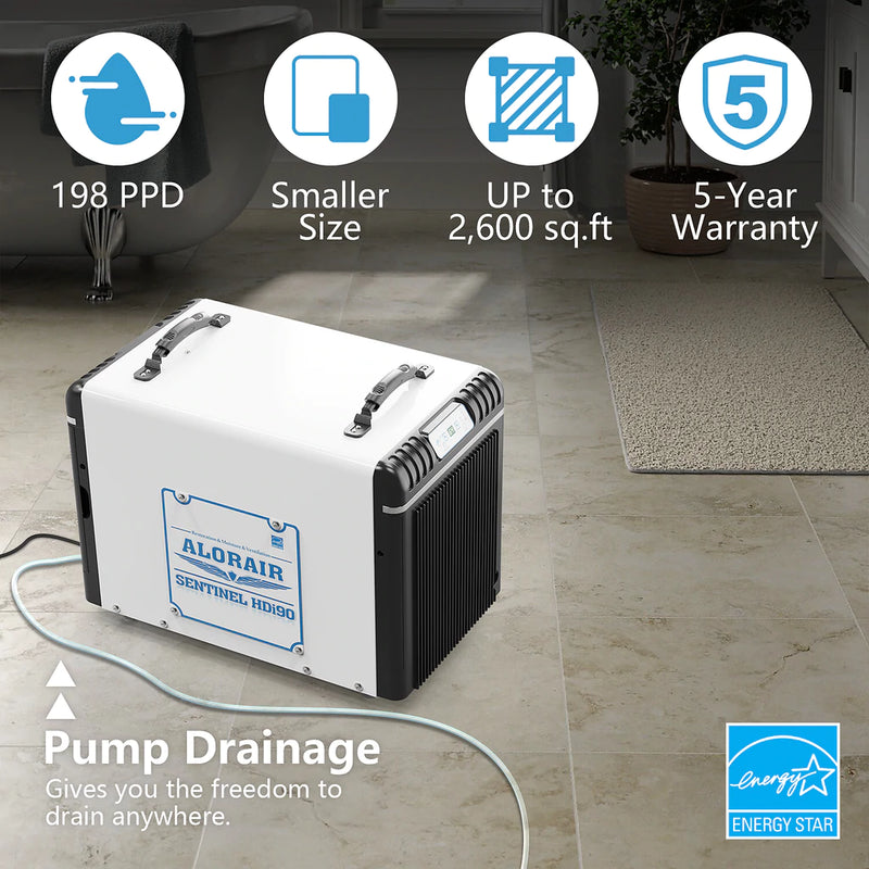AlorAir Sentintel HDi90 198 PPD Basement Dehumidifier with Condensate Pump