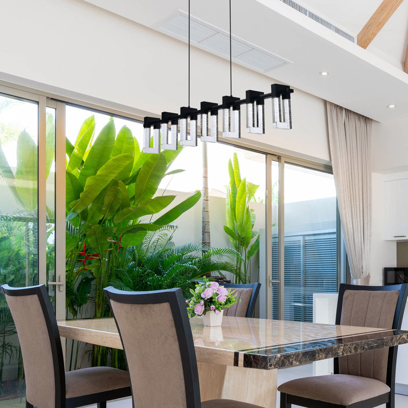 VONN Sorrento 40" VAC3137BL Integrated LED Linear Chandelier with 7 Shades in Black