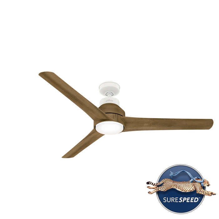 Hunter Lakemont 60-inch Indoor/Outdoor Matte White/White Washed Oak Ceiling Fan with LED Lights