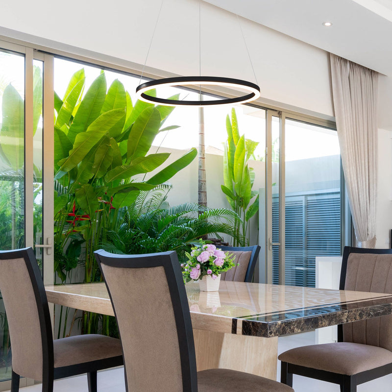 VONN Tania 24" VMC31640BL Modern Circular LED Chandelier with Adjustable Suspension in Black