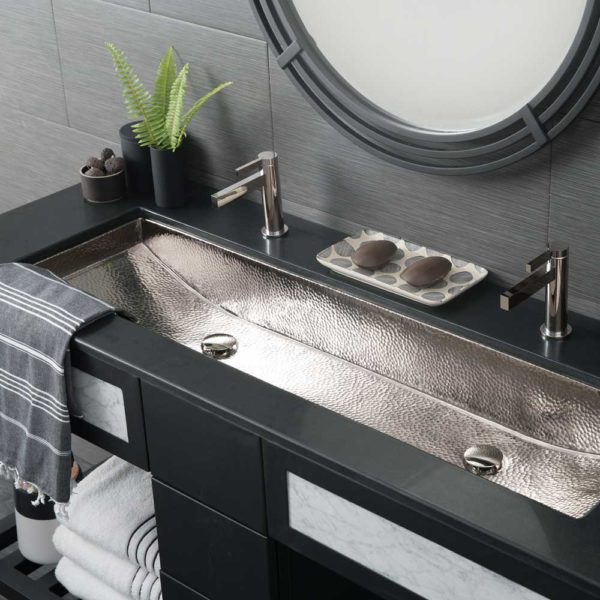 Native Trails Trough 48-Inch Hand Hammered Copper Rectangular Bathroom Sink