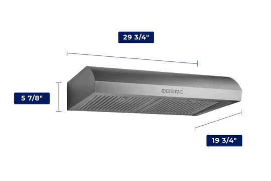 Hauslane 30" Chef  UC-B018SS 600 CFM Ducted Stainless Steel Undercabinet Range Hood