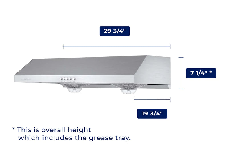 Hauslane 30" Chef  UC-C100 700 CFM Ducted Stainless Steel Undercabinet Range Hood