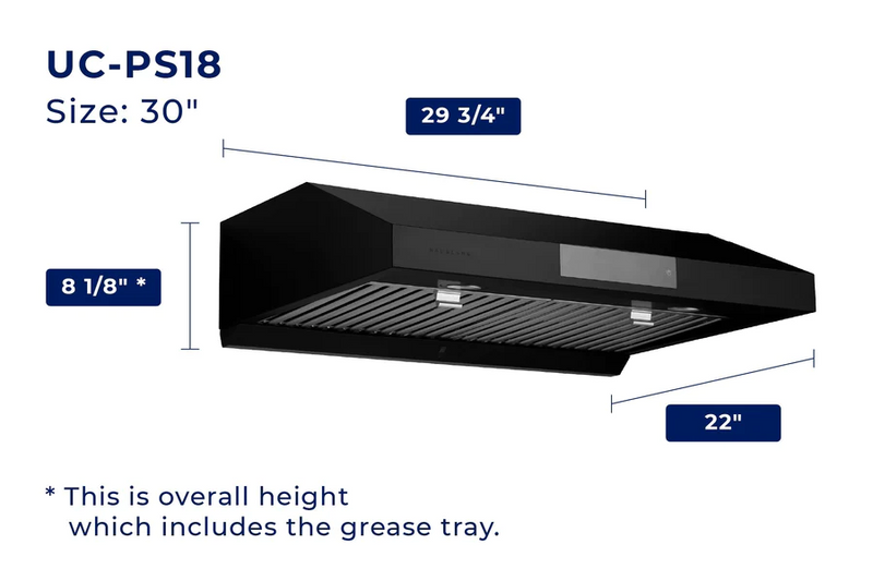 Hauslane 30" Chef UC-PS18 860 CFM Ducted Undercabinet Range Hood
