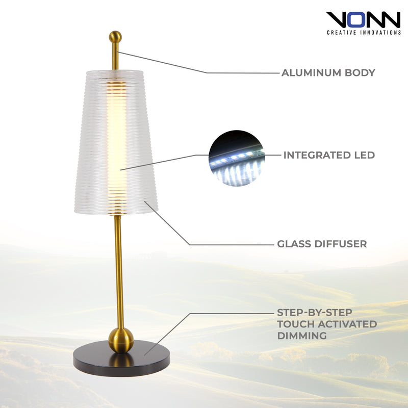 VONN Toscana 20" VAT6101AB Integrated LED Table Lamp in Antique Brass