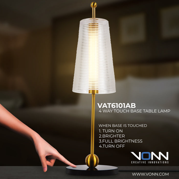 VONN Toscana 20" VAT6101AB Integrated LED Table Lamp in Antique Brass