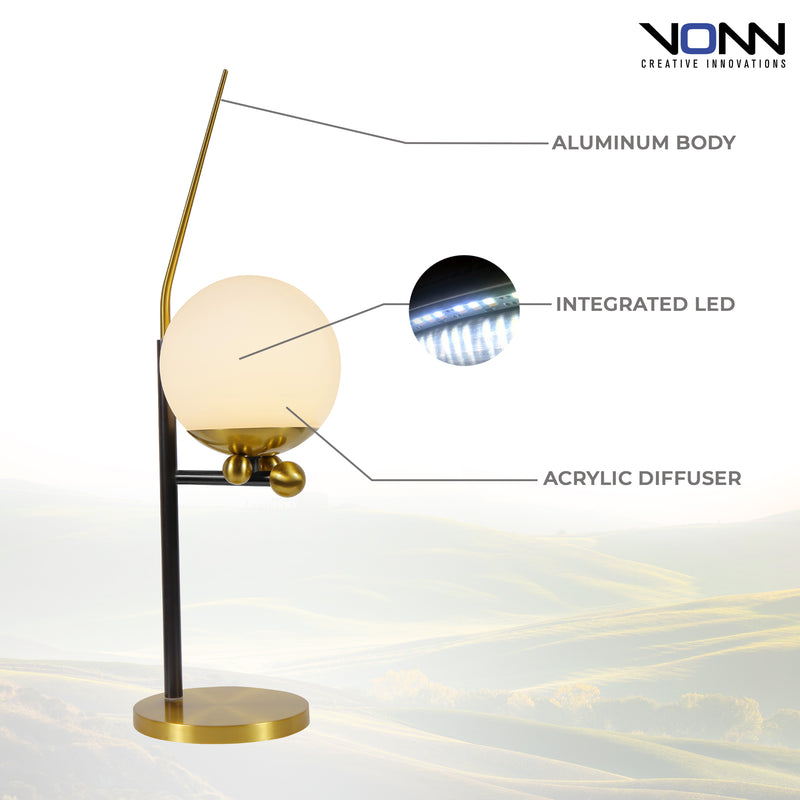 VONN Chianti 22" VAT6121AB Integrated LED Table Lamp in Antique Brass
