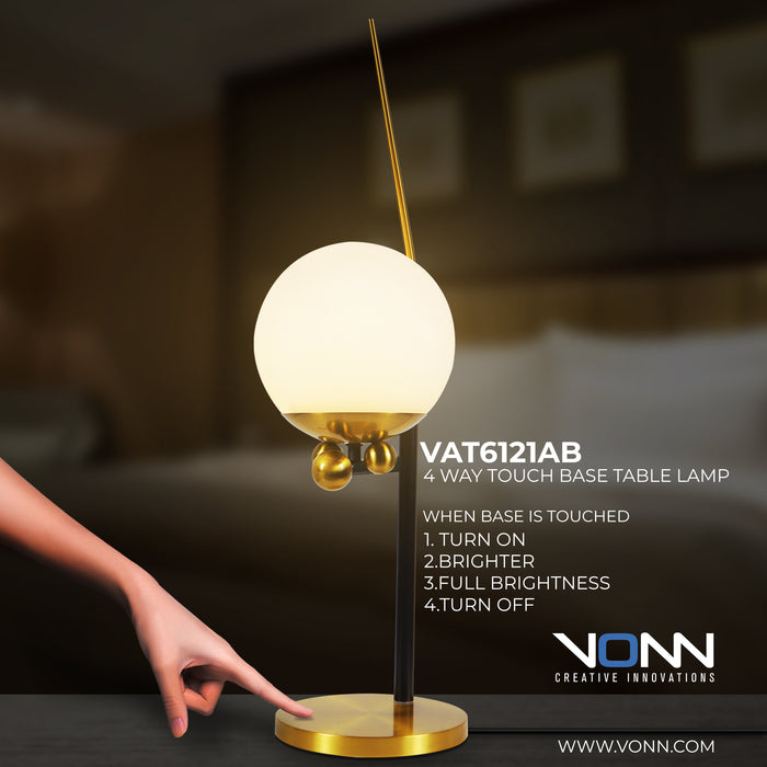 VONN Chianti 22" VAT6121AB Integrated LED Table Lamp in Antique Brass