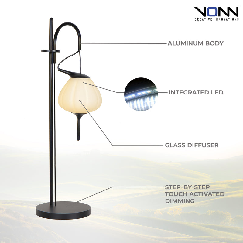 VONN Lecce 20" VAT6221BL Integrated LED Table Lamp Teardrop Shade in Black