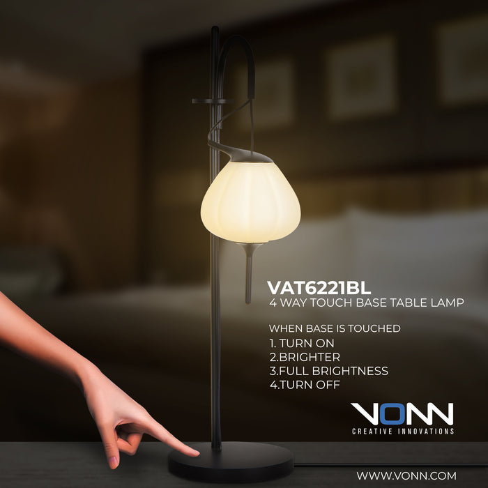 VONN Lecce 20" VAT6221BL Integrated LED Table Lamp Teardrop Shade in Black