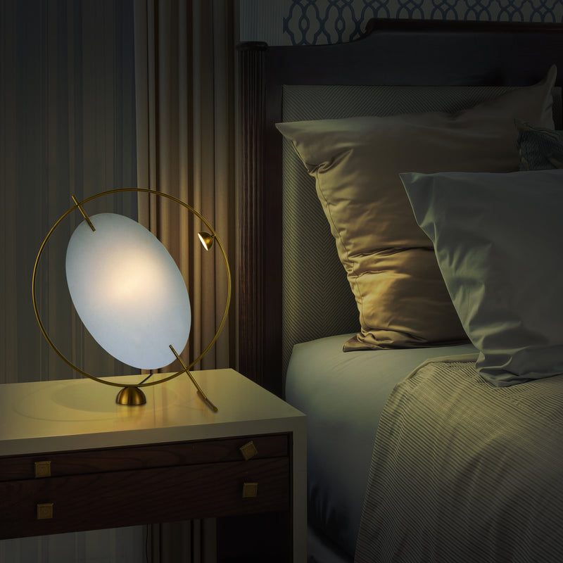 VONN Como 20" VAT6241AB Integrated LED Table Lamp with Silver Shade in Antique Brass