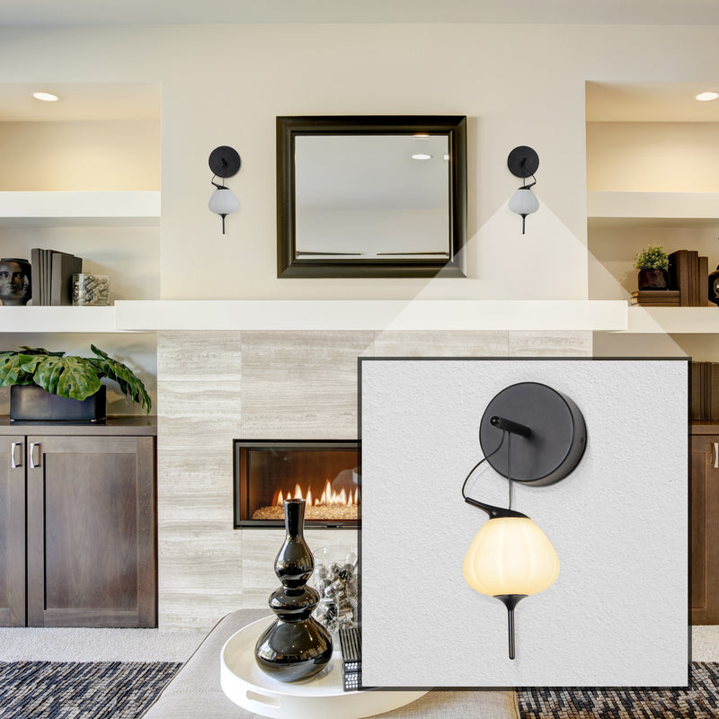 VONN Lecce VAW1221BL Integrated LED Wall Sconce with Glass Shade - Black