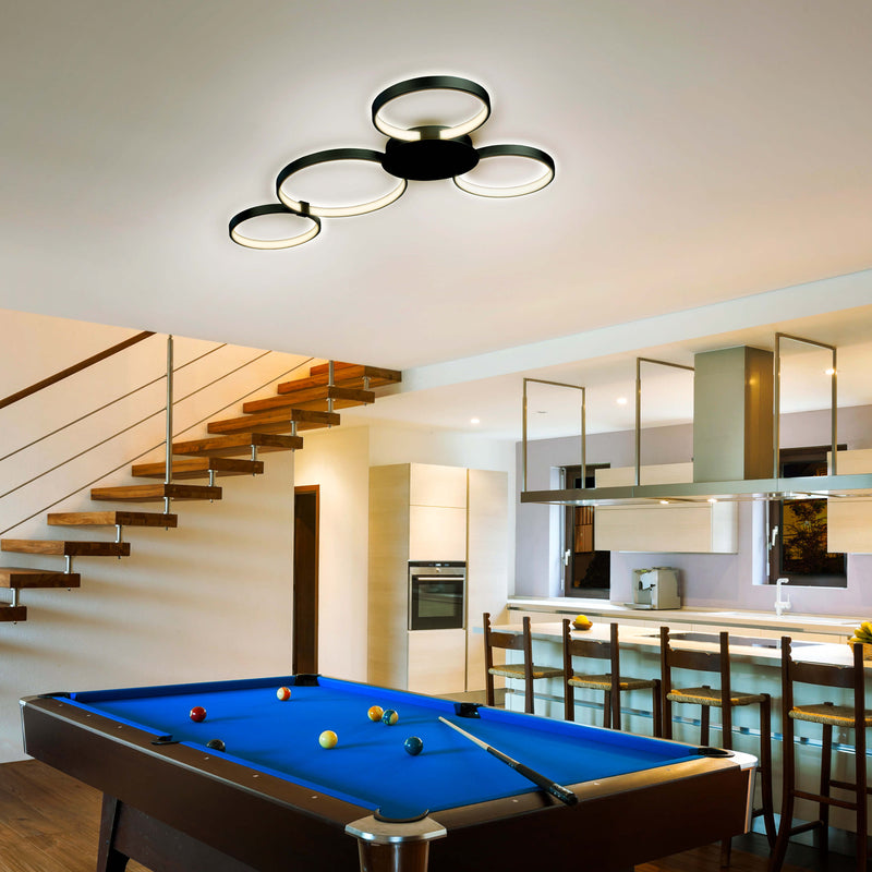 VONN Capella 43" VMCF41500BL LED Modern Multi-Ring Ceiling Light in Black
