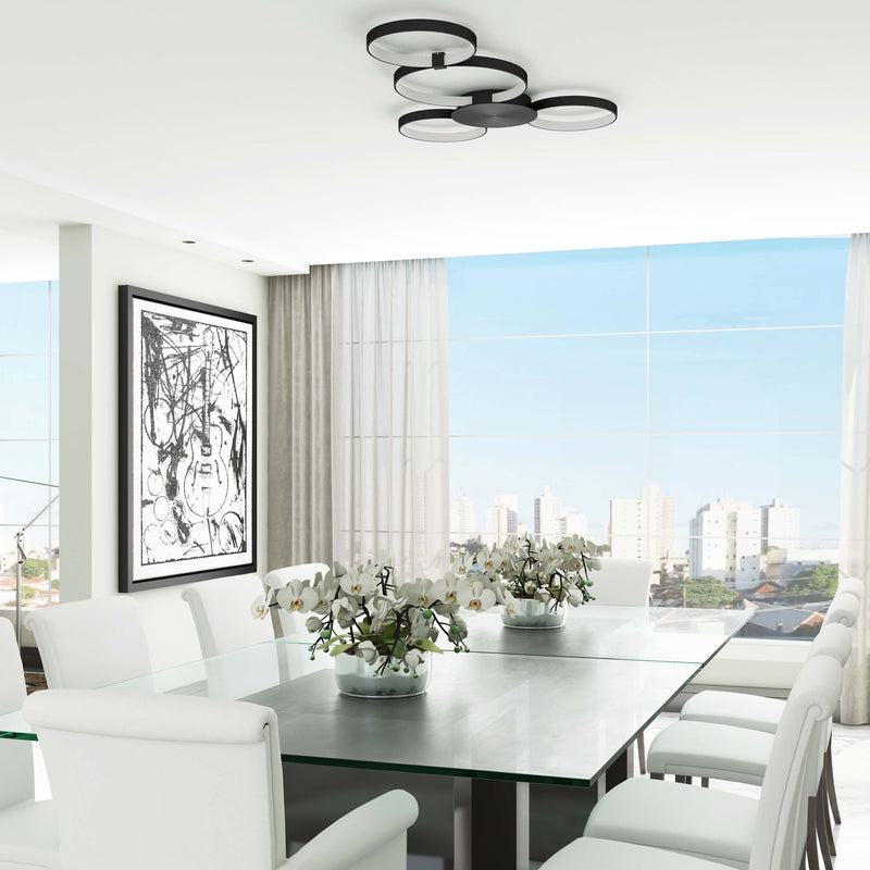 VONN Capella 43" VMCF41500BL LED Modern Multi-Ring Ceiling Light in Black