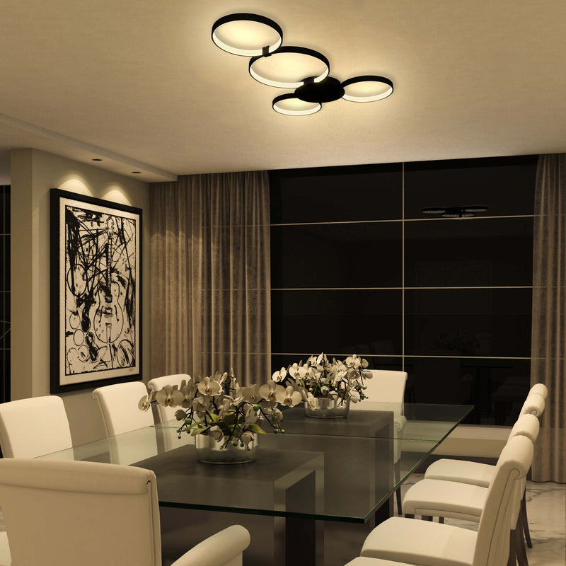 VONN Capella 43" VMCF41500BL LED Modern Multi-Ring Ceiling Light in Black