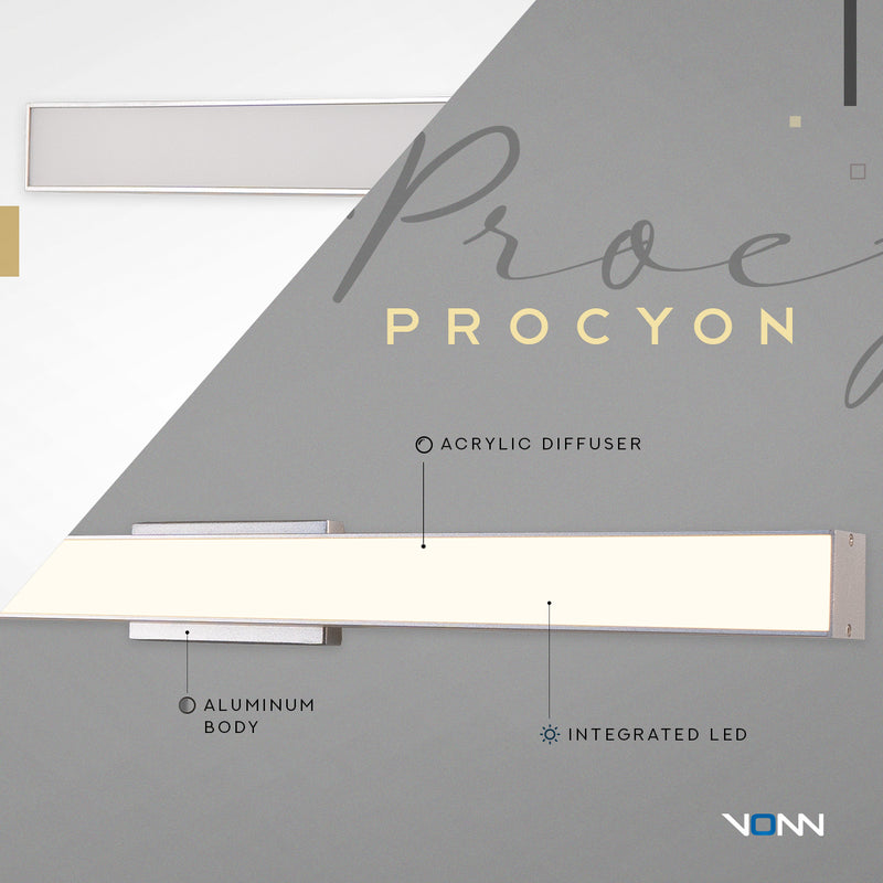 VONN Procyon VMW11024AL 24" AC LED Vanity Light in Silver