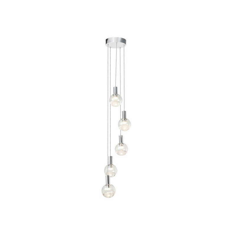 VONN Sienna 5-Light VAC3185CH Integrated LED Chandelier with Globe Shades - Polished Chrome