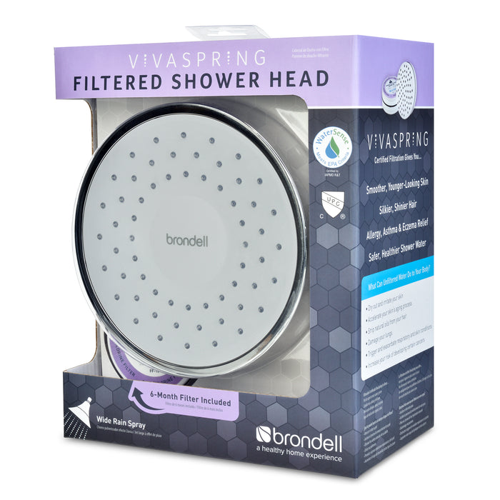 Brondell VivaSpring Filtered Showerhead in Chrome with Slate Face