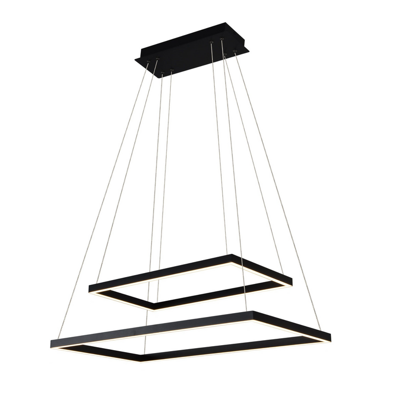 VONN Atria Duo 29" VMC31710BL Modern Two-Tier LED Chandelier with Adjustable Suspension in Black