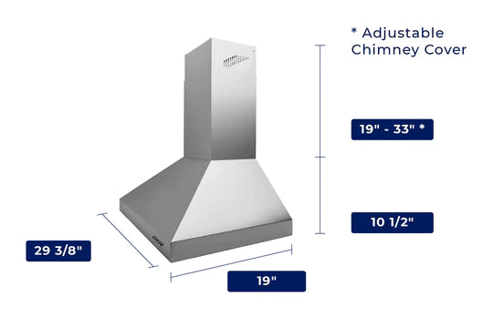 Hauslane 30" WM-530SS-30B 750 CFM Chef Convertible Stainless Steel Wall-Mounted Range Hood