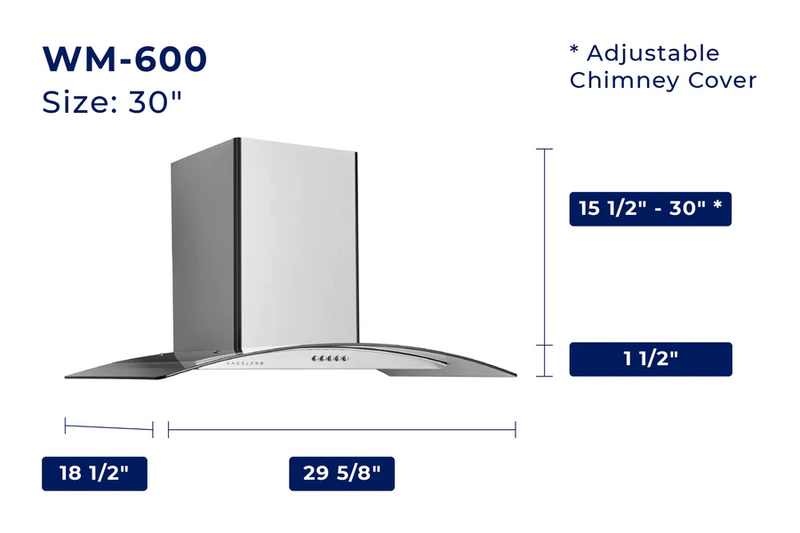 Hauslane WM-600 Chef Series Convertible Stainless Steel Wall-Mounted Range Hood