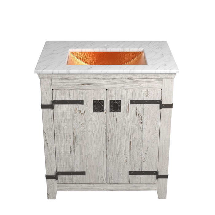 Native Trails Americana 30" Vanity with 3 Faucet Hole Carrara Top - Avila Sink - Polished Copper