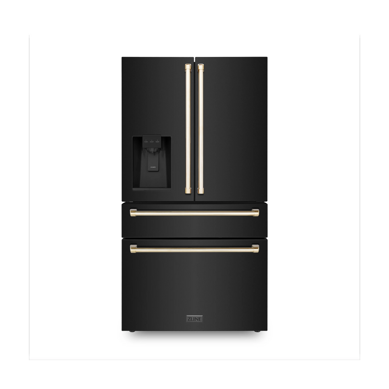 ZLINE 36" Autograph Edition 21.6 cu. ft French Door Refrigerator with Water and Ice Dispenser