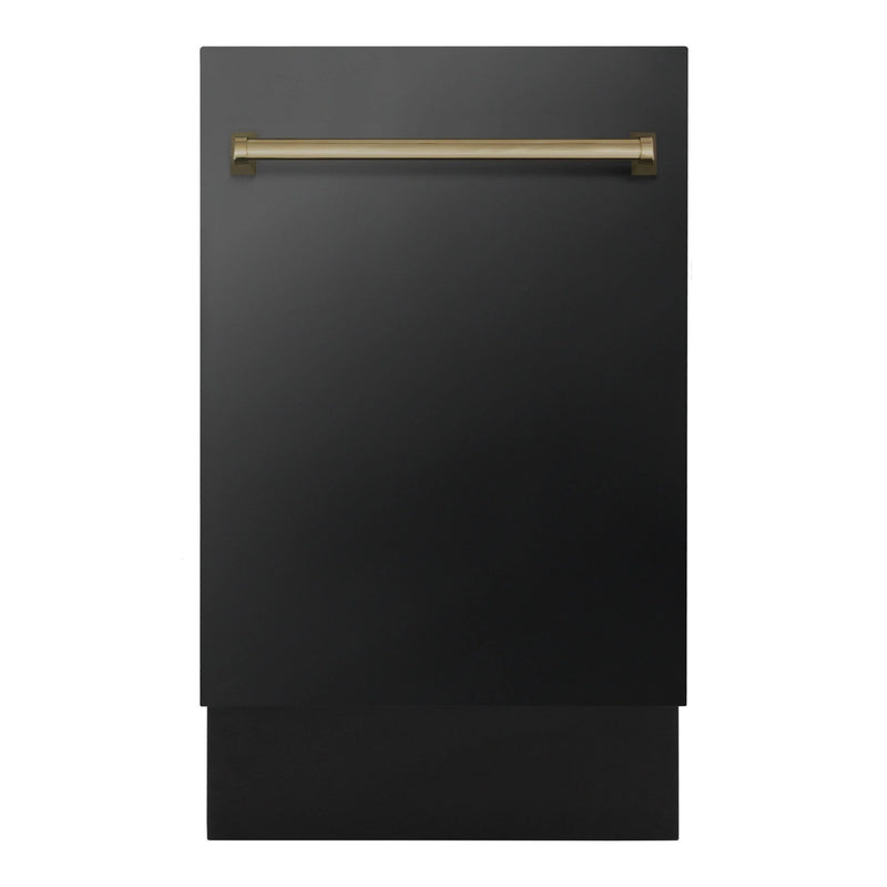 ZLINE Autograph Edition 18” Compact 3rd Rack Top Control Dishwasher in Black Stainless Steel 51dBa