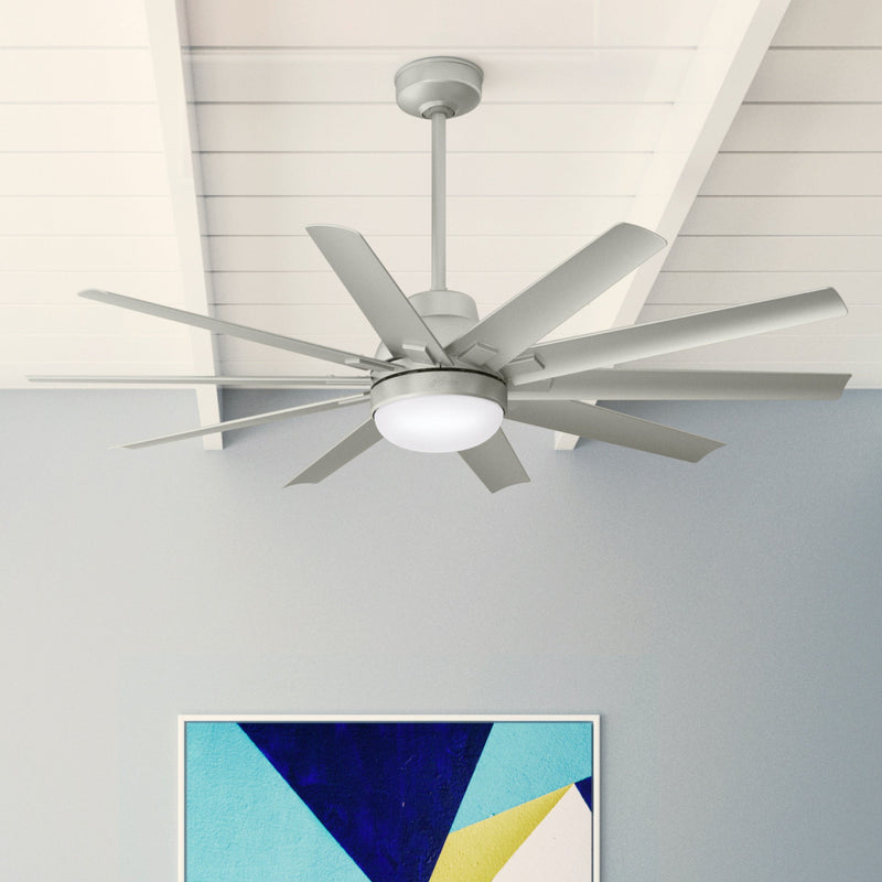 Hunter Overton 60-inch Outdoor Ceiling Fan in Brushed Nickel/Chrome