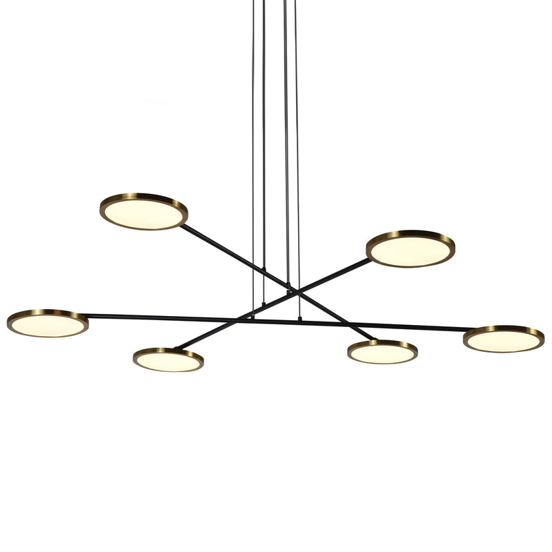 VONN Torino 39" VAC3196AB Integrated LED Chandelier with Rotating LED Disks in Antique Brass