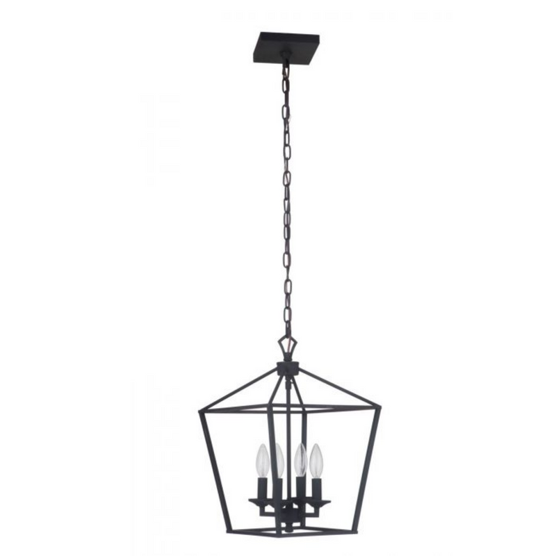 Craftmade Flynt 4 Light Small Foyer Pendant Lamp in Flat Black - 52934-FB