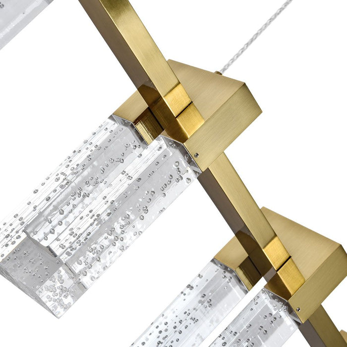 VONN Sorrento 40" VAC3137AB Integrated LED Linear Chandelier with 7 Shades in Antique Brass