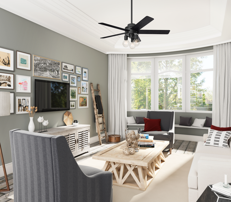 Hunter Hardwick 52-inch Matte Black Ceiling Fan with LED Lights
