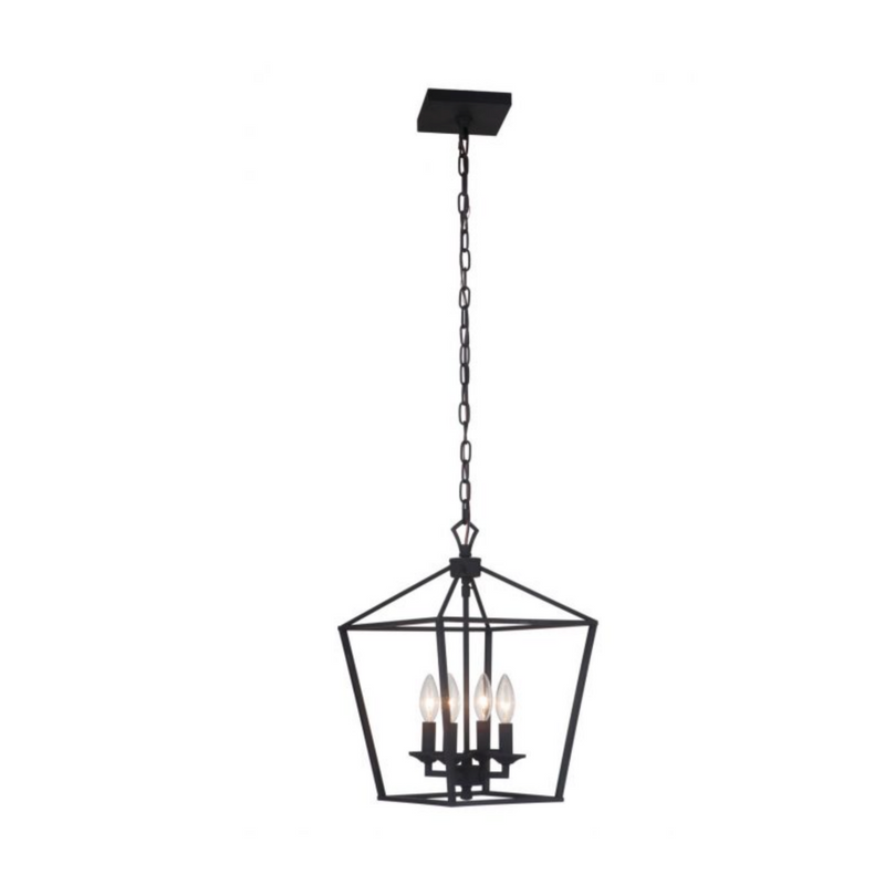 Craftmade Flynt 4 Light Small Foyer Pendant Lamp in Flat Black - 52934-FB