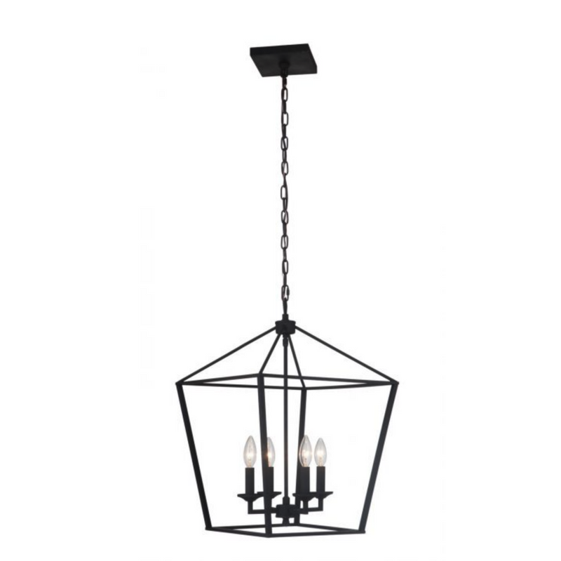Craftmade Flynt 4 Light Large Foyer Pendant Lamp in Flat Black - 52936-FB